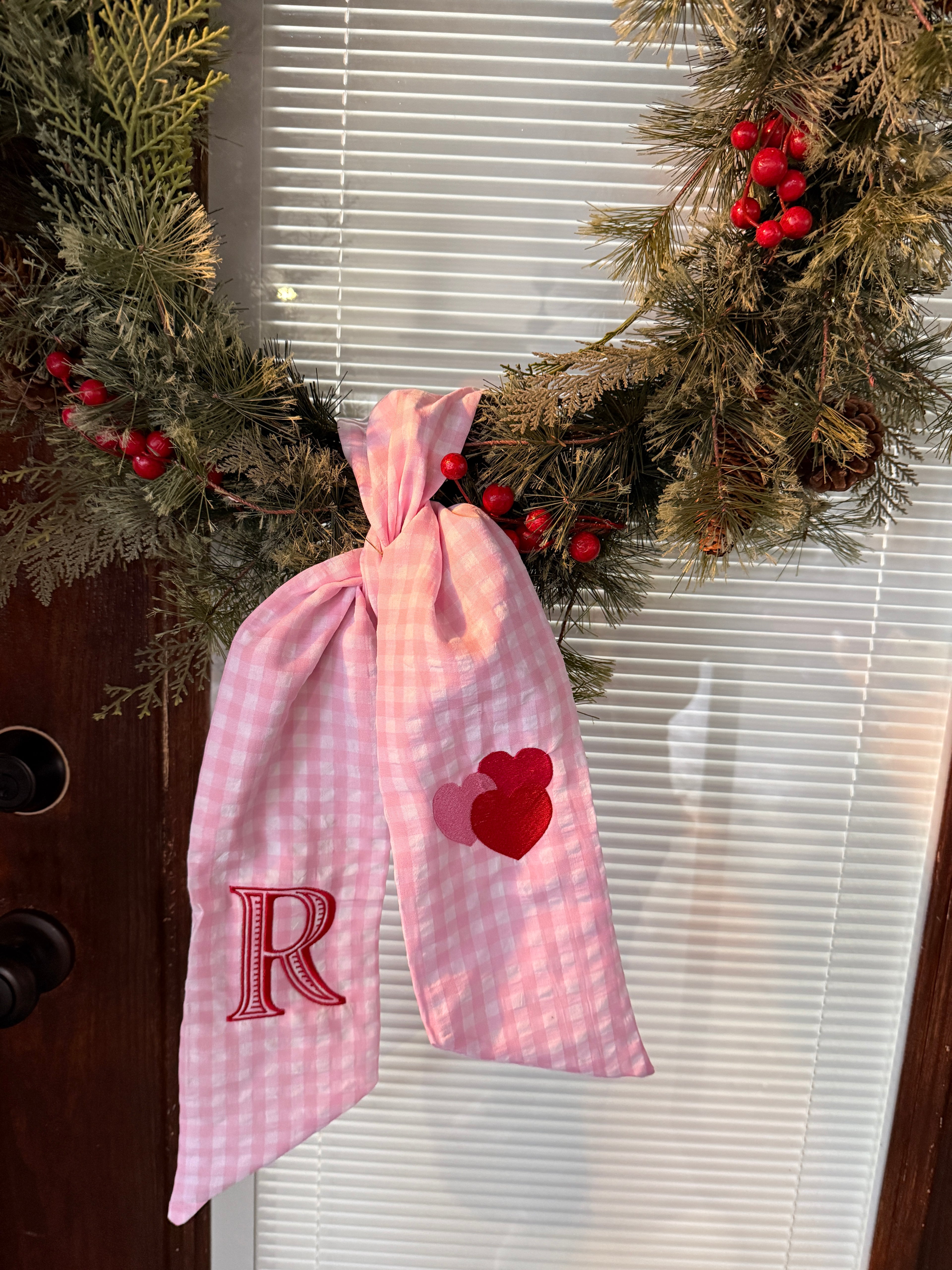 Valentines Day Embroidered Wreath Sash