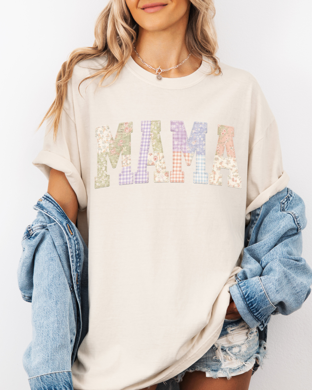Mama Faux Quilted T-Shirt